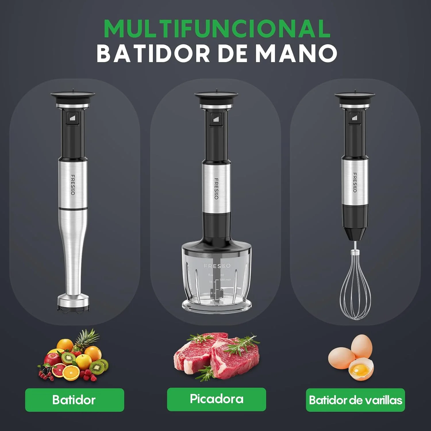 Batidora de Mano Inoxidable 1000W