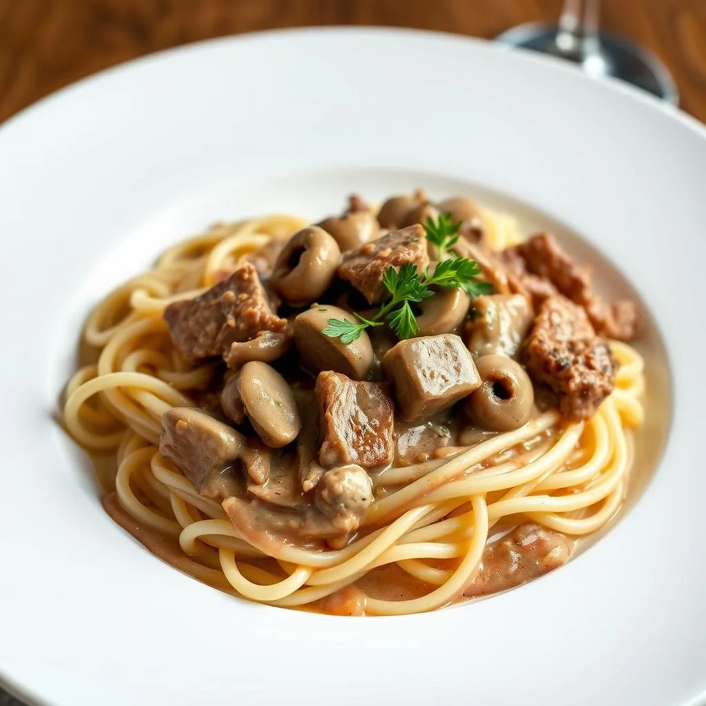 Beef Stroganoff de Ternera Clásico de Cerca
