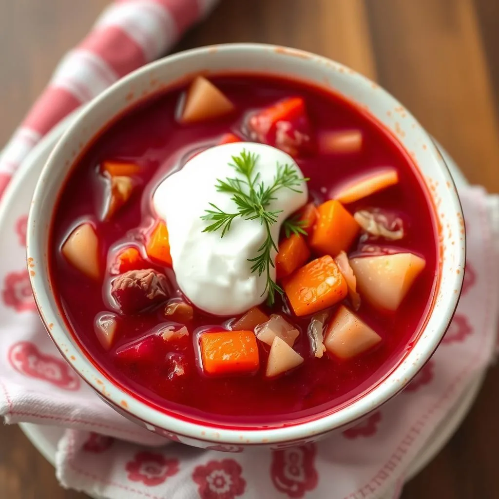 Borscht de Remolacha con Crema Agria de Cerca