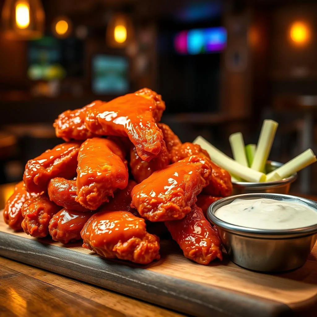Buffalo Hot Wings con Queso Azul de Cerca