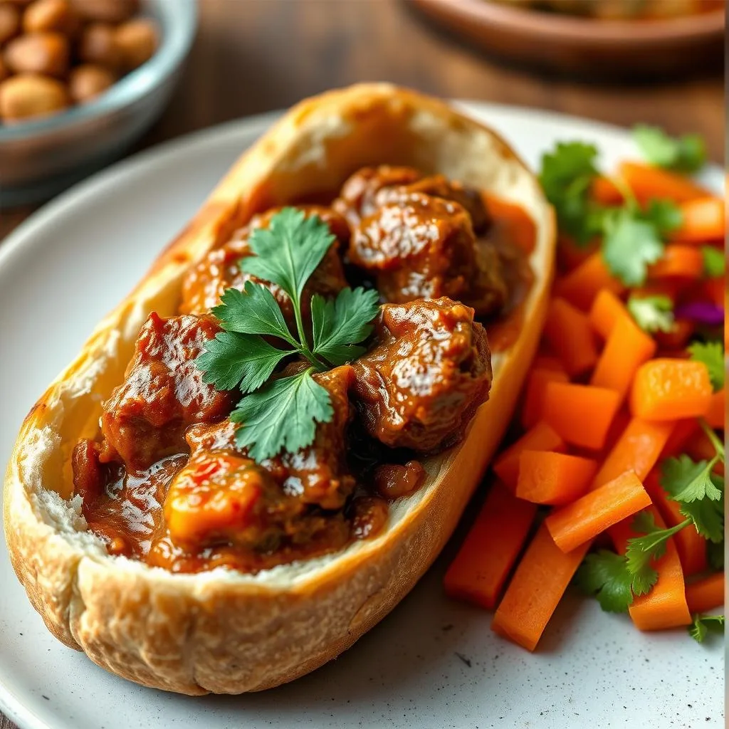 Bunny Chow Sudafricano de Cordero de Cerca
