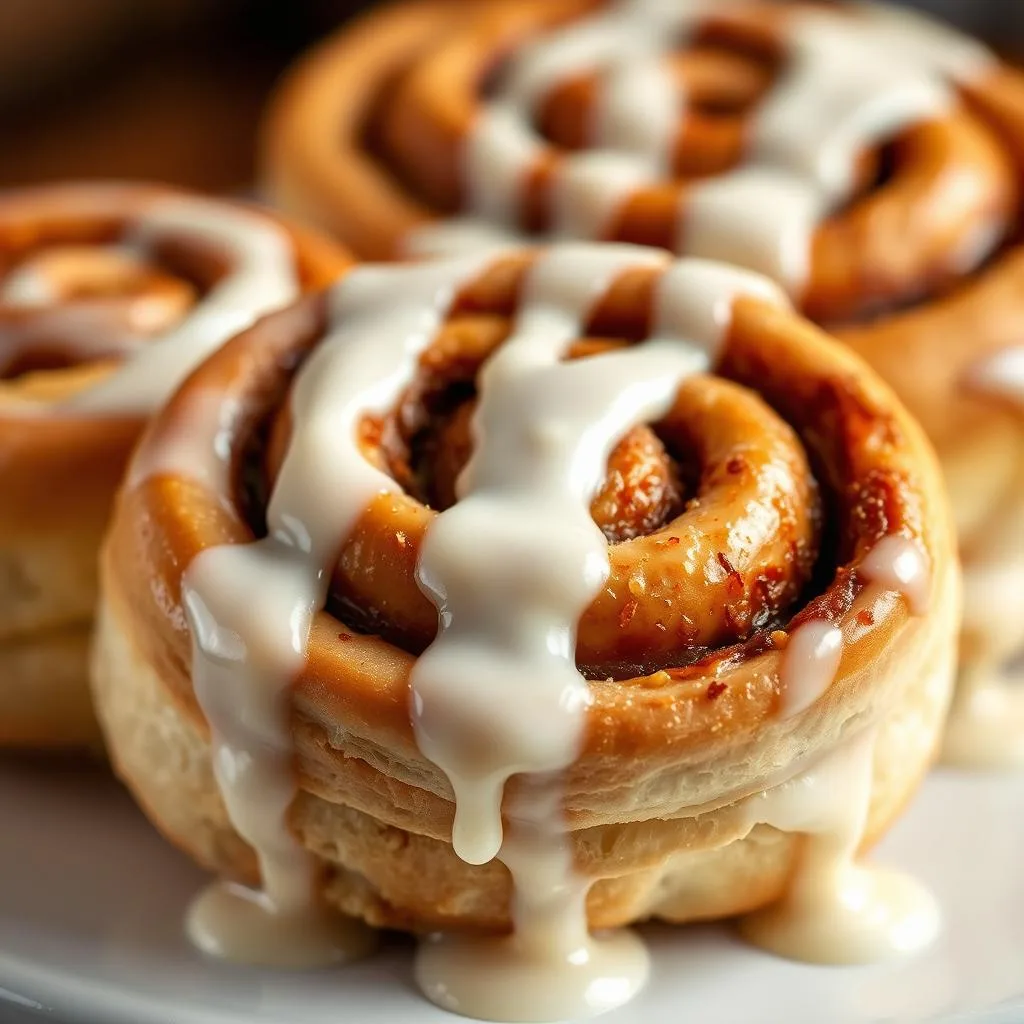 Cinnamon Rolls Glaseados de Cerca