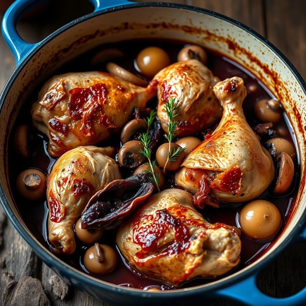 Coq au Vin (Pollo al Vino de Borgoña)