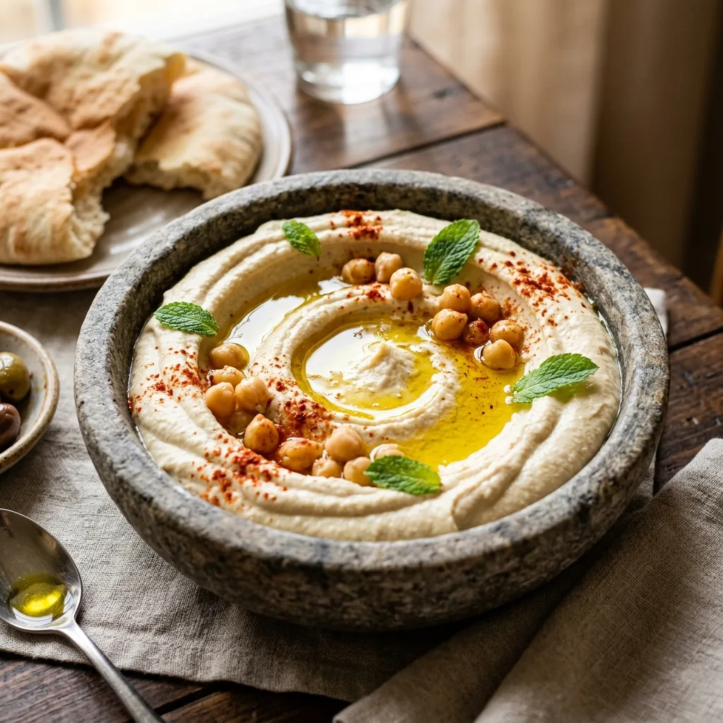 Hummus de Garbanzo Clásico de Cerca