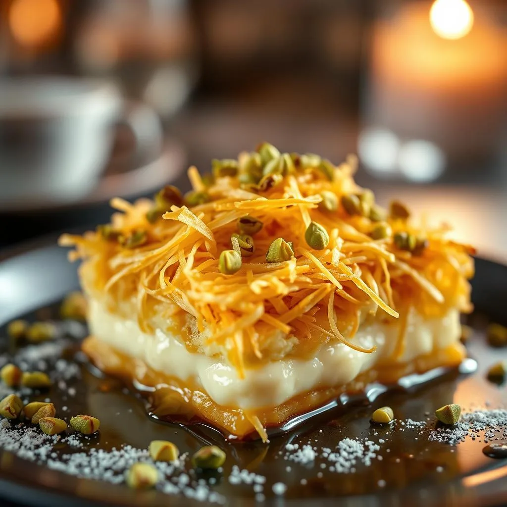 Knafeh de Queso y Pistachos de Cerca