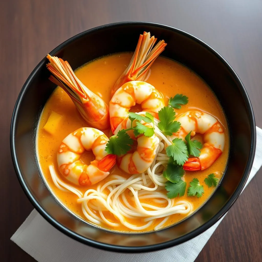 Laksa de Langostinos y Fideos de Singapur