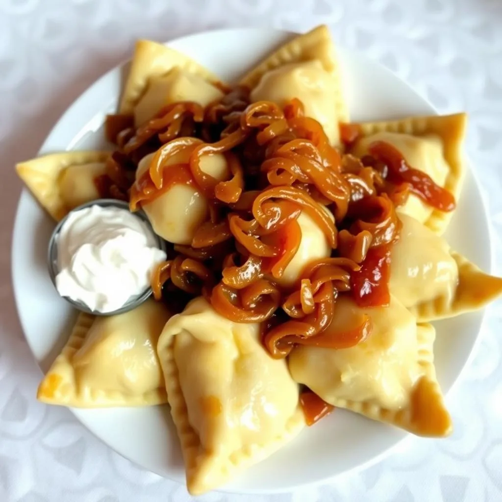 Pierogi de Patata y Queso con Cebolla Caramelizada