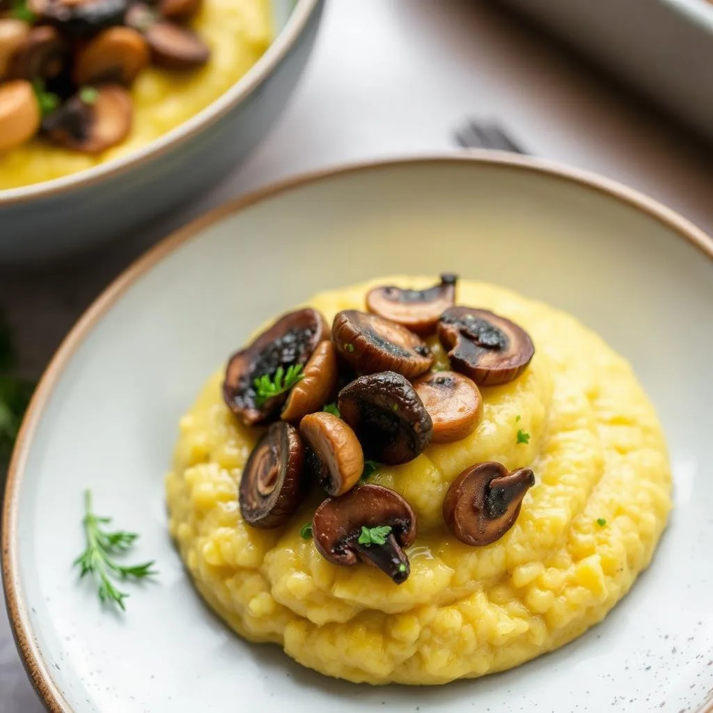 Polenta Cremosa con Setas de Bosque de Autor de Cerca