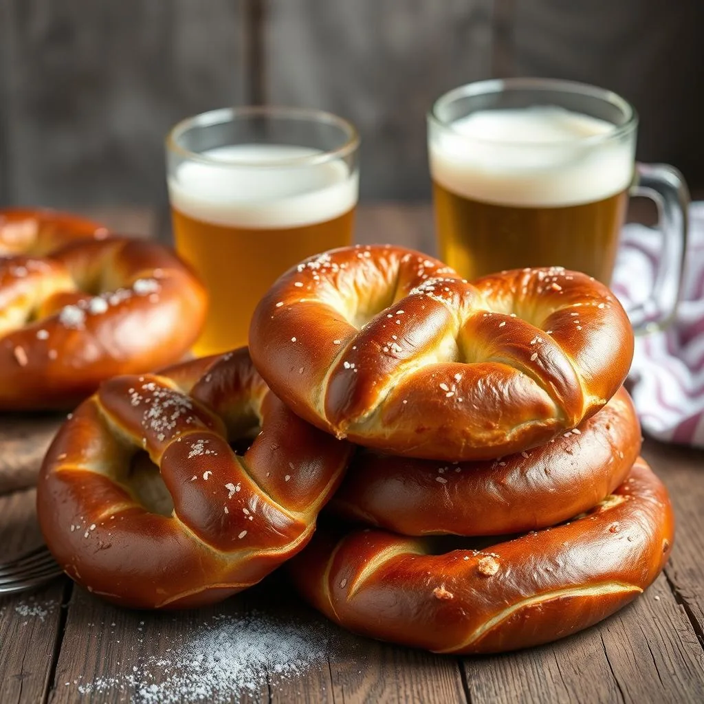 Pretzels Alemanes crujientes (Brezel) de Cerca