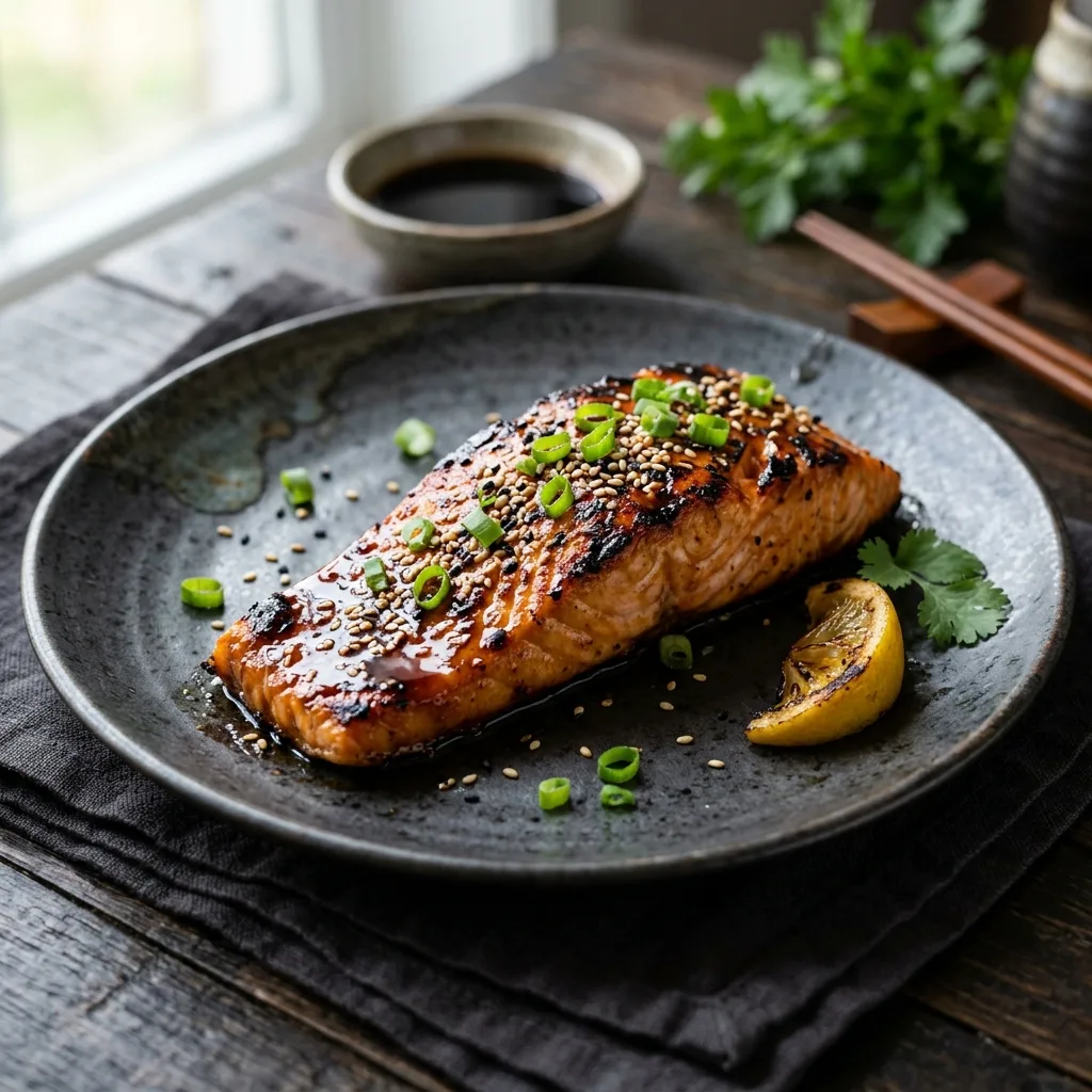 Salmón Teriyaki con Sésamo de Cerca