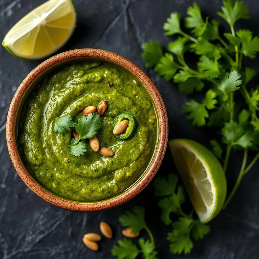Salsa Pesto de Cilantro Exótico de Cerca