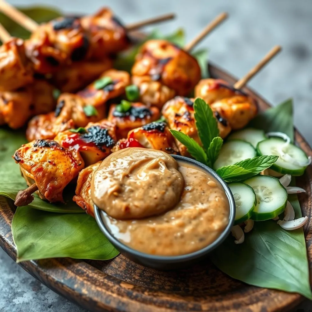Satay de Pollo con Salsa de Cacahuete
