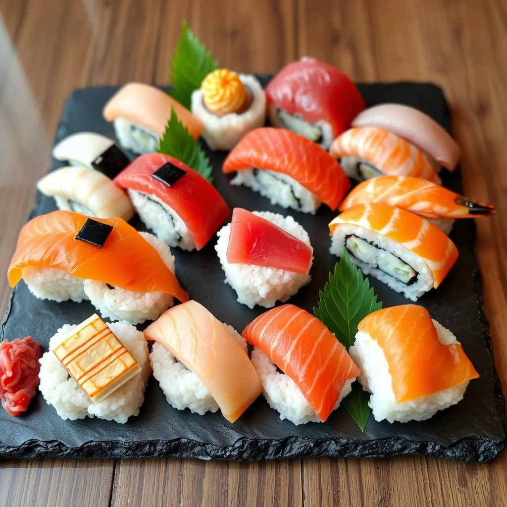 Sushi Nigiri Surtido de Salmón, Atún y Langostino