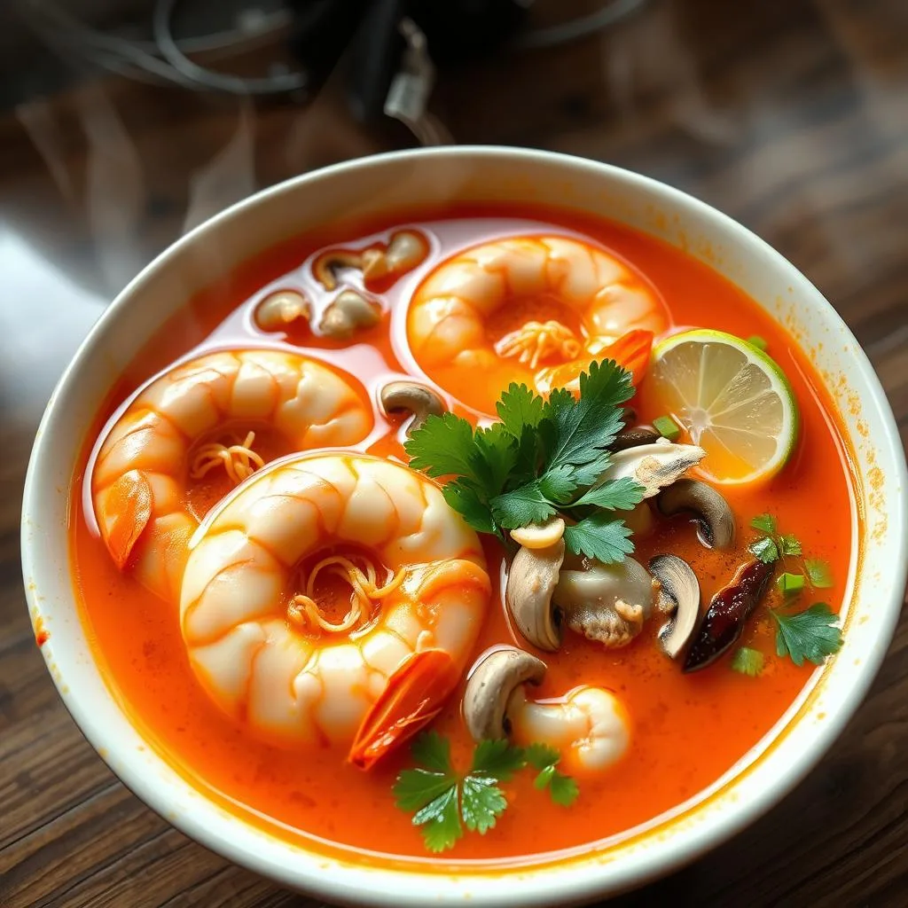 Sopa tailandesa Tom Yum Goong de Langostinos
