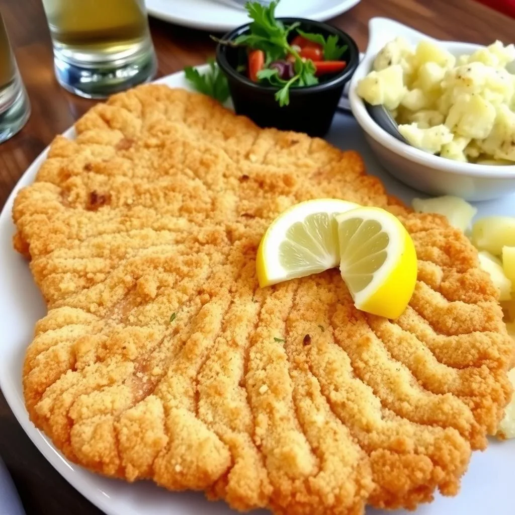 Wiener Schnitzel Crujiente de Ternera de Cerca